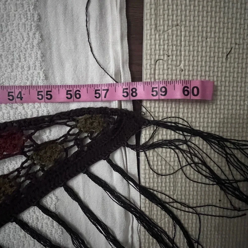 Boho Crochet Triangle Fringe Shawl Wrap‎ Earhtones Cottagecore Victorian Granny
